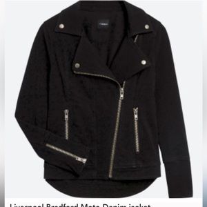 Liverpool Black Moto Jean Jacket with Silver Hardware